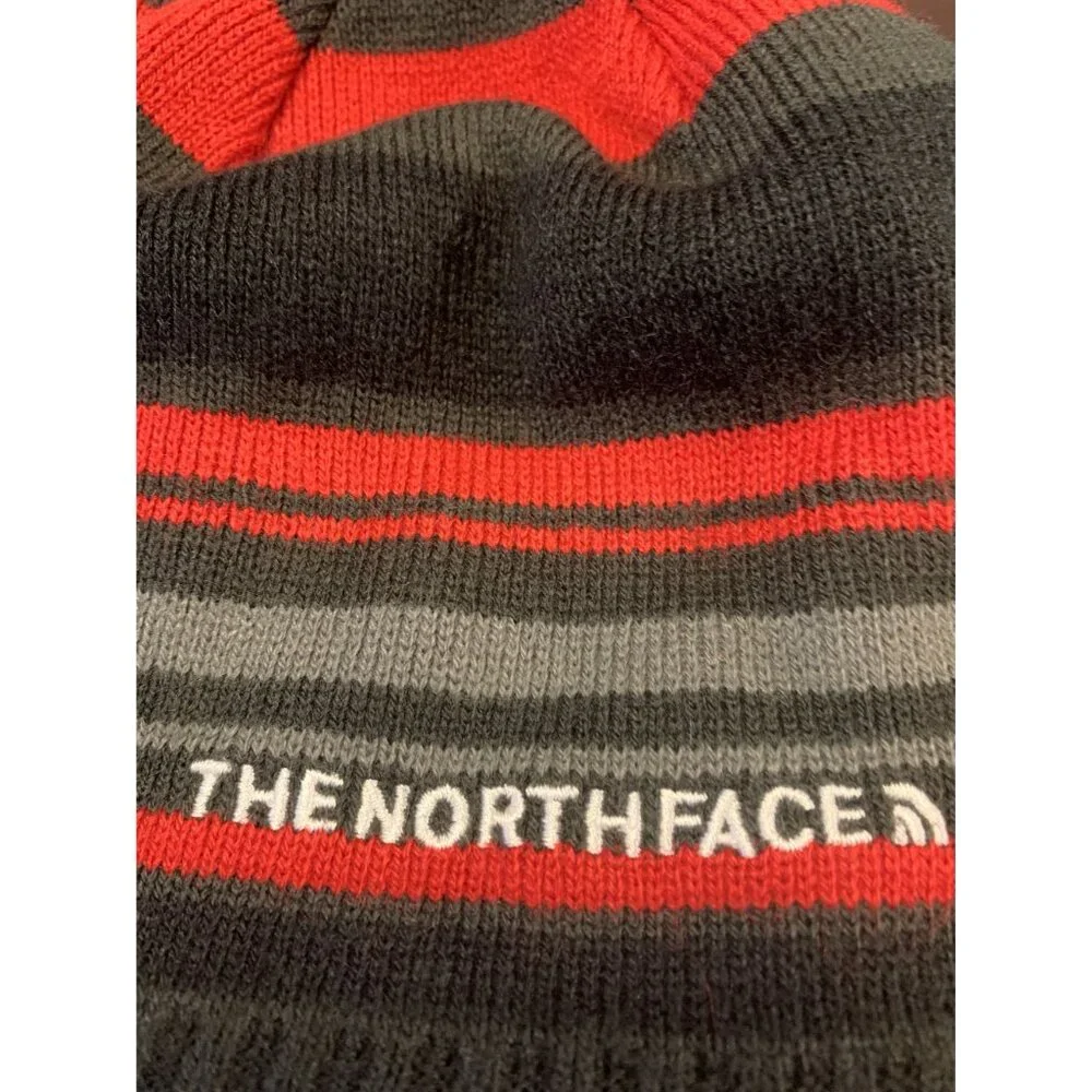 The North Face Boys Striped Knit Beanie Grunge Gorpcore Y2K‎ Fleece OS